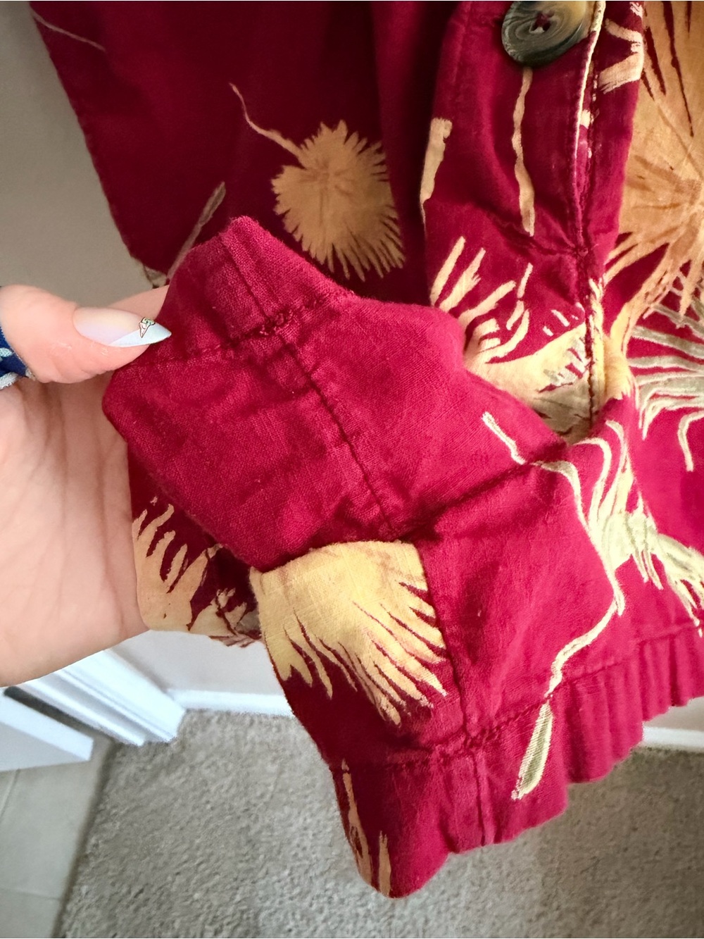 Free People Malibu Romper Red Combo Palm Leaf - Picture 4 of 7